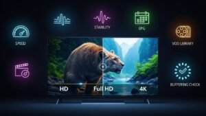 Avaliação da qualidade de streaming durante teste IPTV Portugal